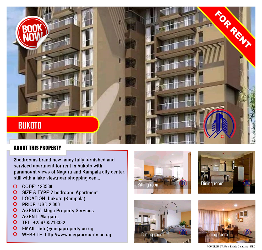 2 bedroom Apartment  for rent in Bukoto Kampala Uganda, code: 123538