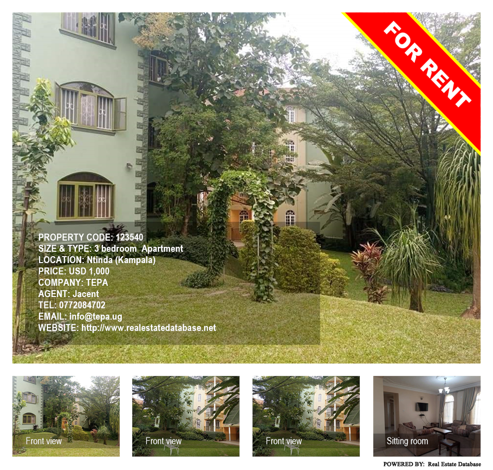 3 bedroom Apartment  for rent in Ntinda Kampala Uganda, code: 123540