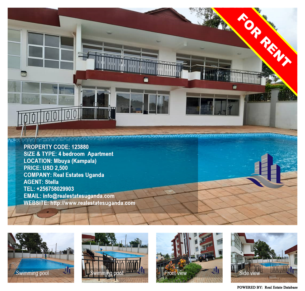 4 bedroom Apartment  for rent in Mbuya Kampala Uganda, code: 123880