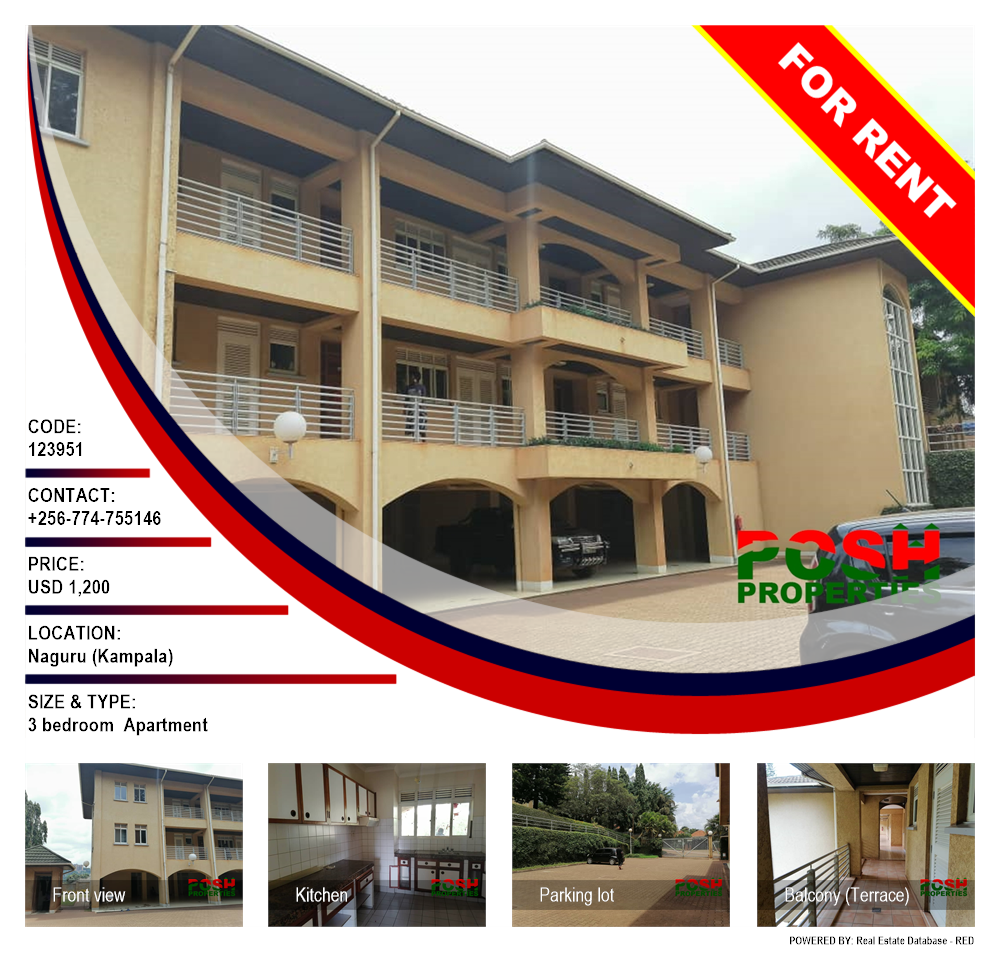 3 bedroom Apartment  for rent in Naguru Kampala Uganda, code: 123951