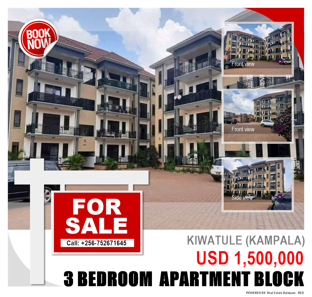 3 bedroom Apartment block  for sale in Kiwaatule Kampala Uganda, code: 123996