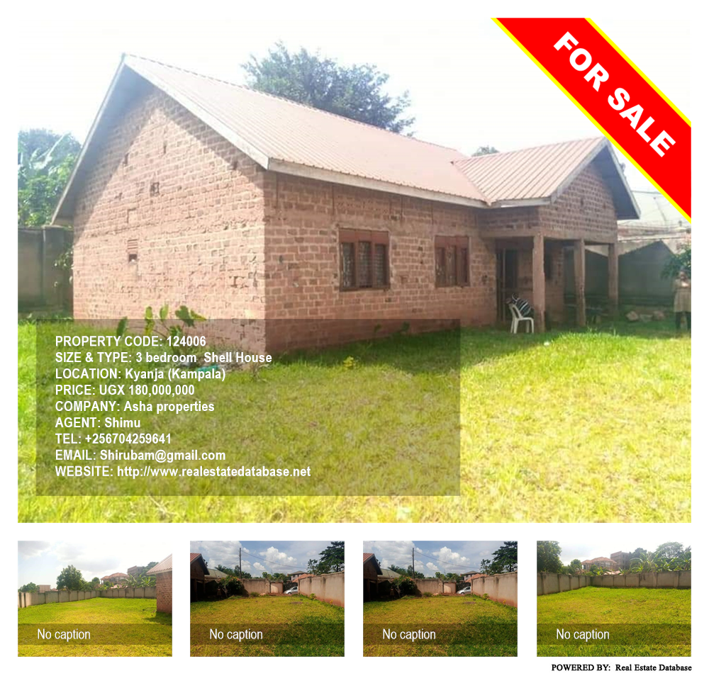 3 bedroom Shell House  for sale in Kyanja Kampala Uganda, code: 124006