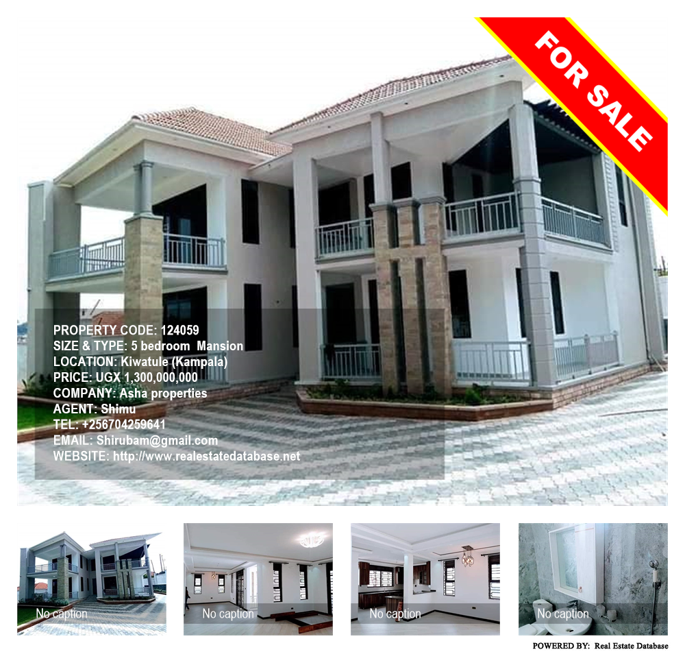 5 bedroom Mansion  for sale in Kiwaatule Kampala Uganda, code: 124059
