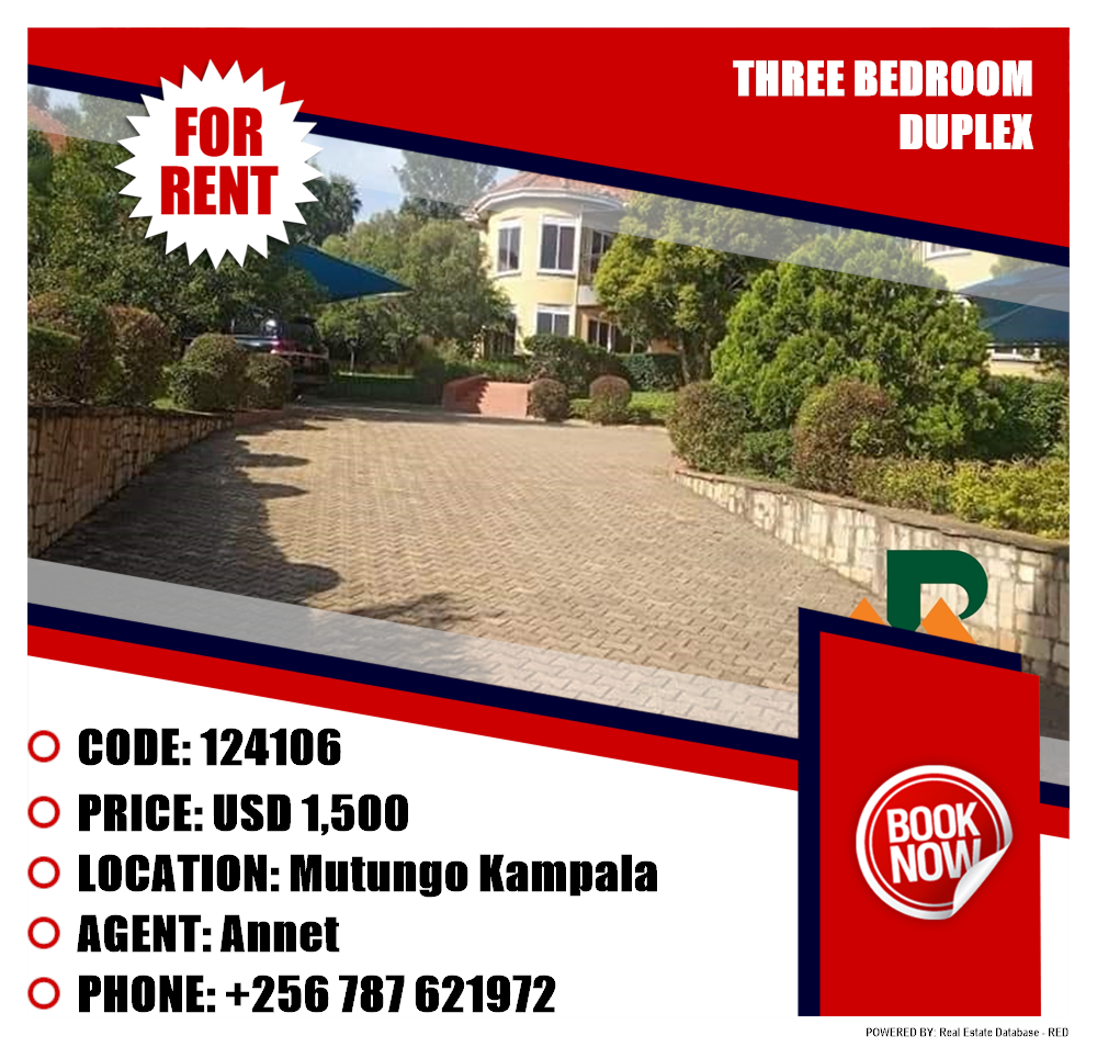 3 bedroom Duplex  for rent in Mutungo Kampala Uganda, code: 124106