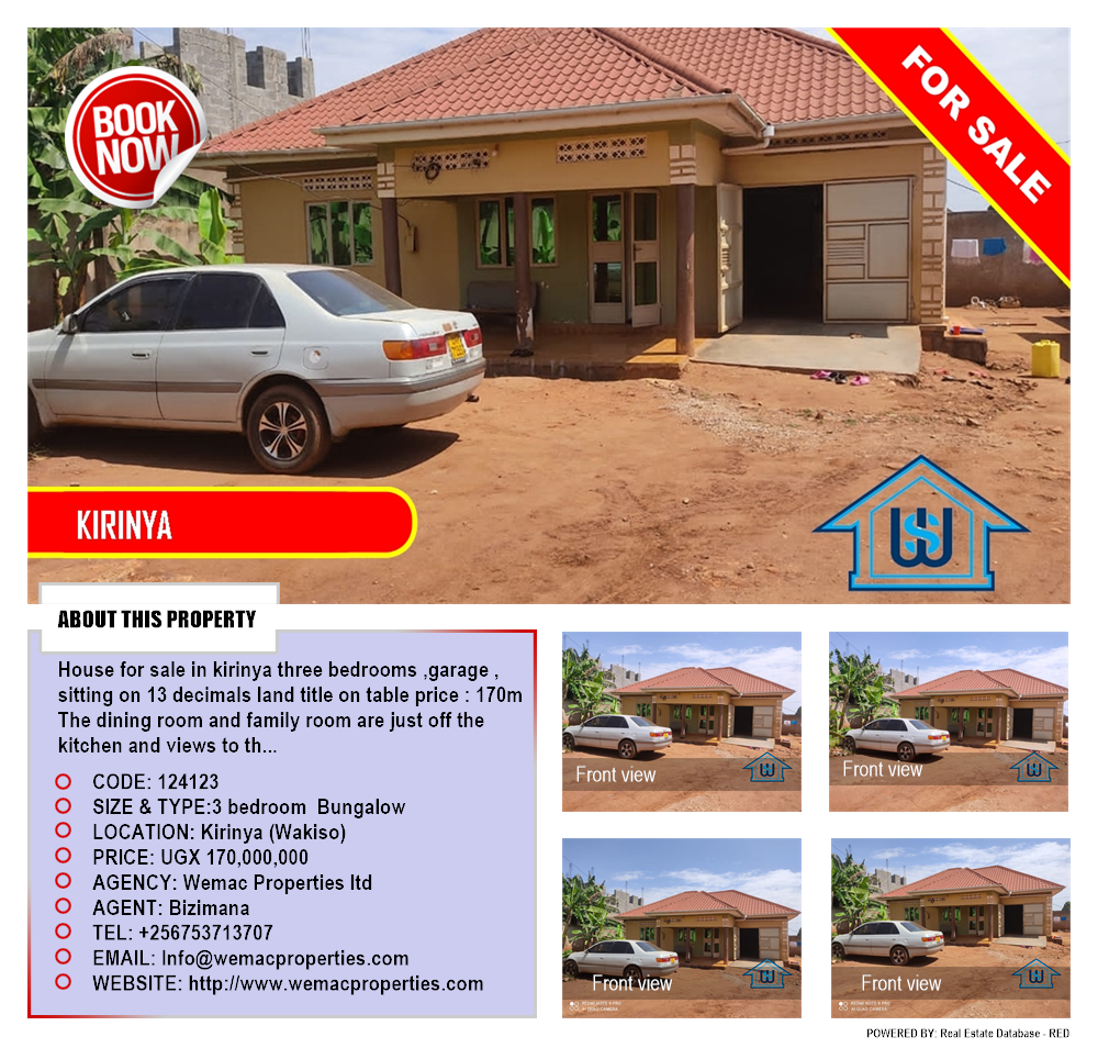 3 bedroom Bungalow  for sale in Kirinya Wakiso Uganda, code: 124123