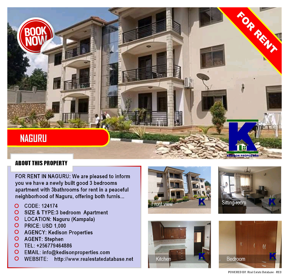 3 bedroom Apartment  for rent in Naguru Kampala Uganda, code: 124174