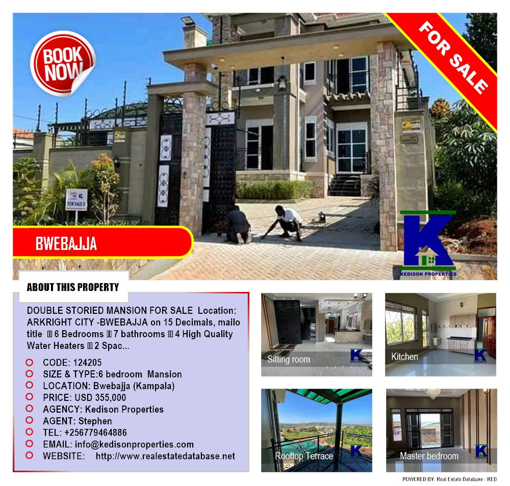 6 bedroom Mansion  for sale in Bwebajja Kampala Uganda, code: 124205