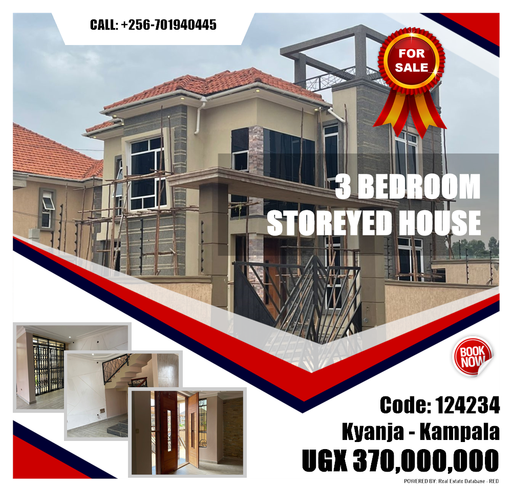 3 bedroom Storeyed house  for sale in Kyanja Kampala Uganda, code: 124234