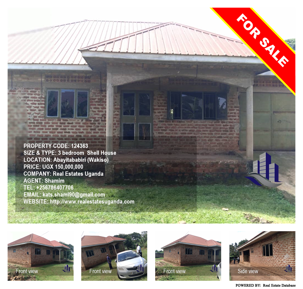 3 bedroom Shell House  for sale in AbayitaAbabiri Wakiso Uganda, code: 124363