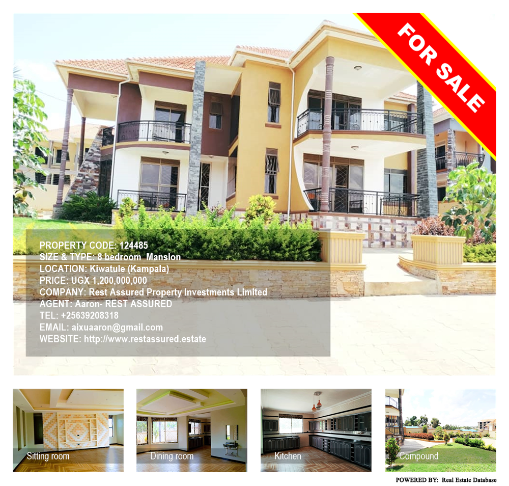 8 bedroom Mansion  for sale in Kiwaatule Kampala Uganda, code: 124485