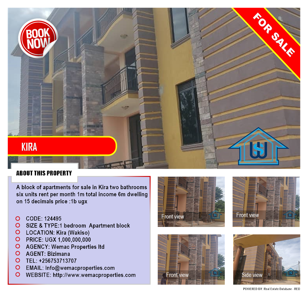 1 bedroom Apartment block  for sale in Kira Wakiso Uganda, code: 124495