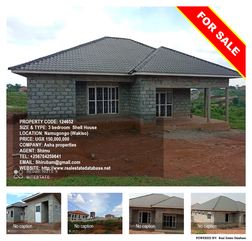 3 bedroom Shell House  for sale in Namugongo Wakiso Uganda, code: 124652