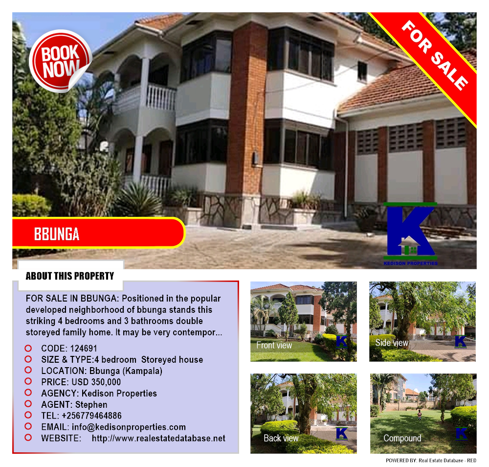4 bedroom Storeyed house  for sale in Bbunga Kampala Uganda, code: 124691