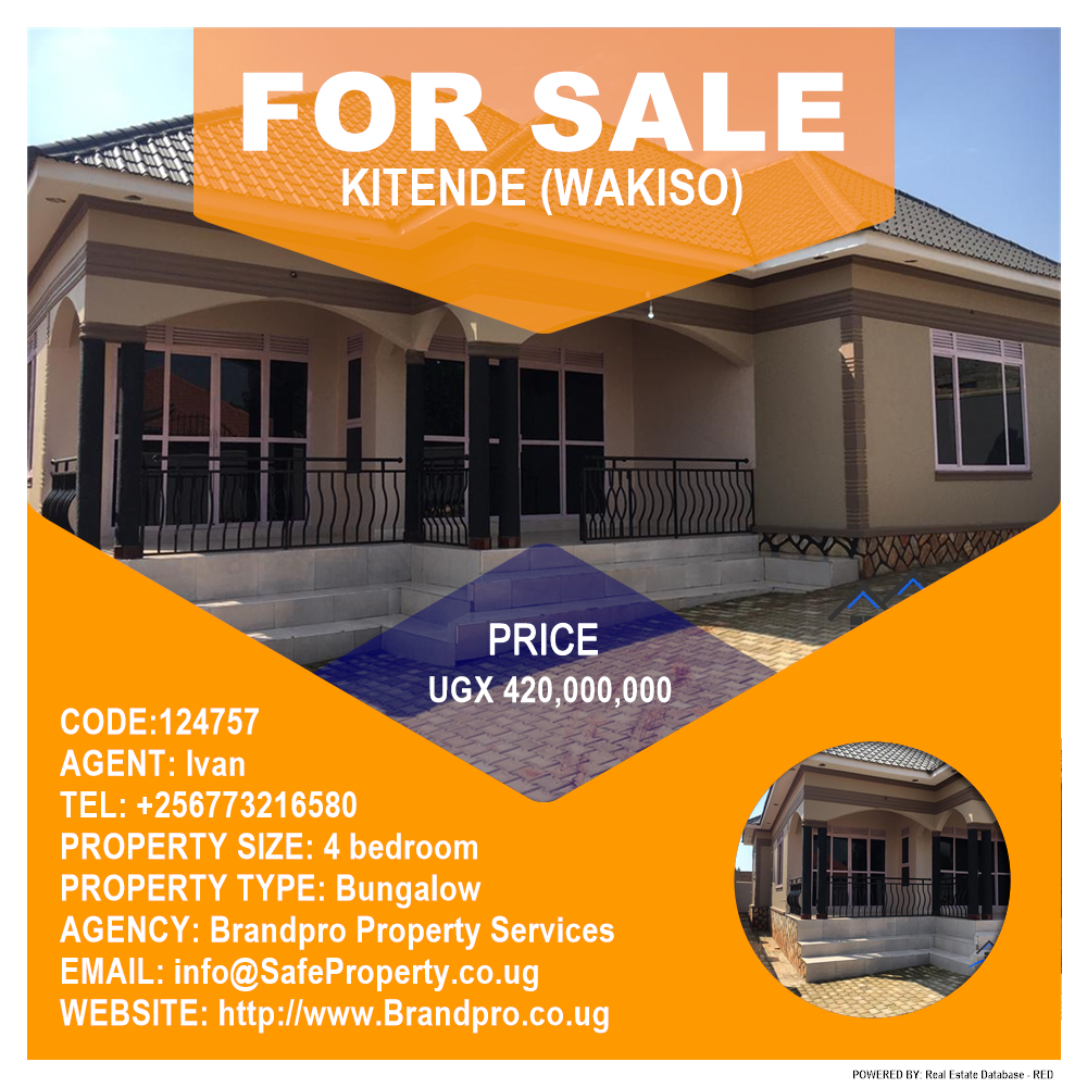 4 bedroom Bungalow  for sale in Kitende Wakiso Uganda, code: 124757