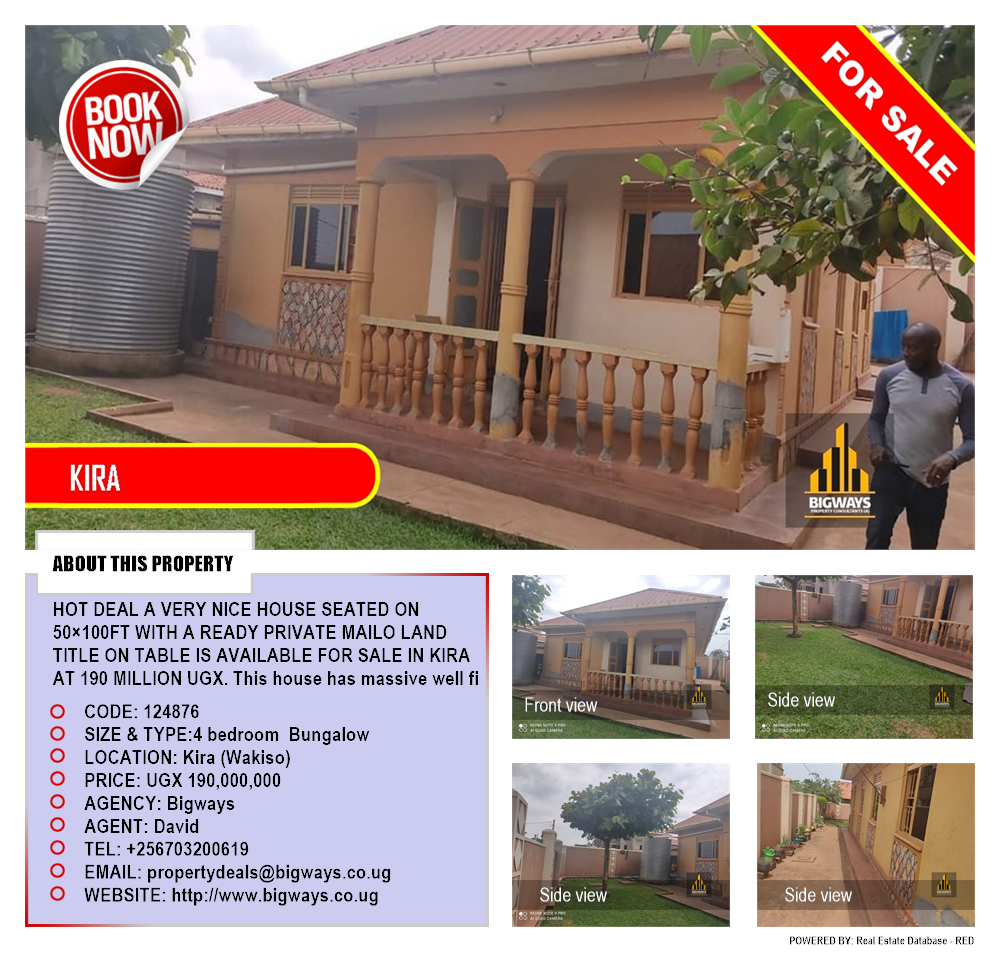 4 bedroom Bungalow  for sale in Kira Wakiso Uganda, code: 124876