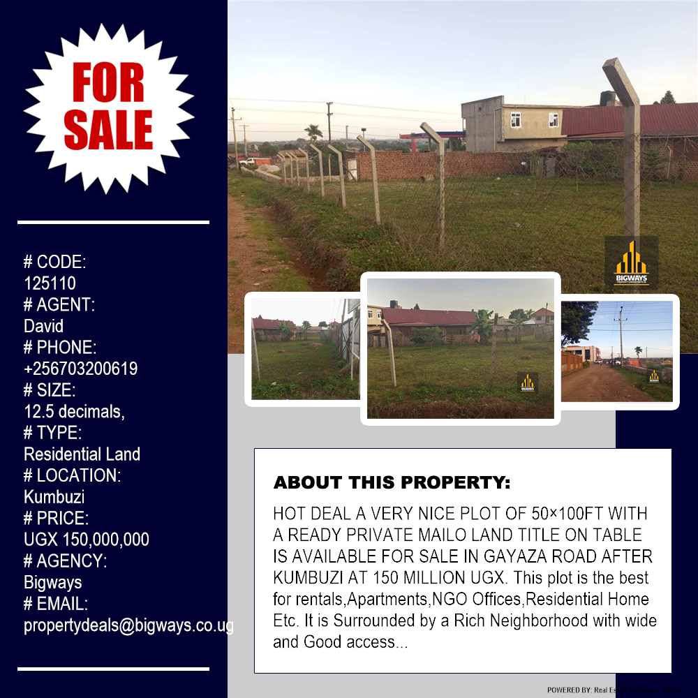 Residential Land  for sale in Kumbuzi Wakiso Uganda, code: 125110