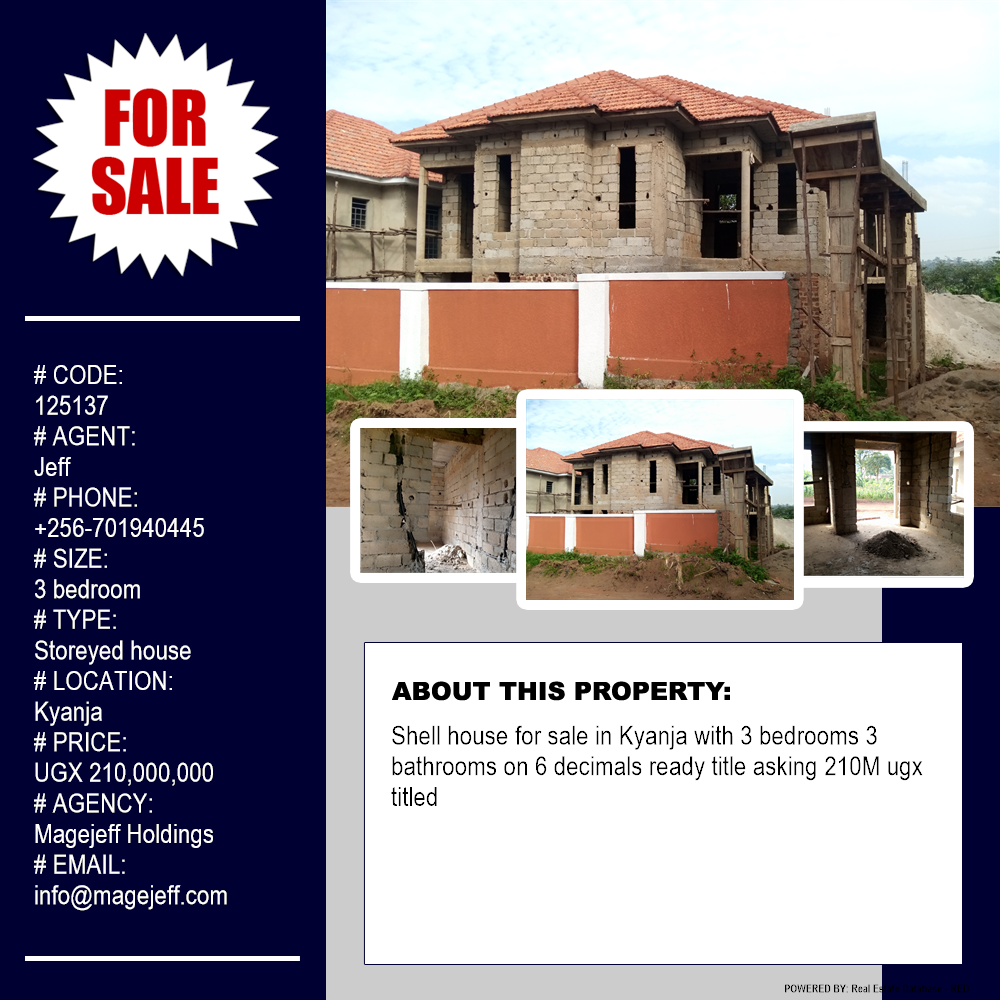 3 bedroom Storeyed house  for sale in Kyanja Kampala Uganda, code: 125137