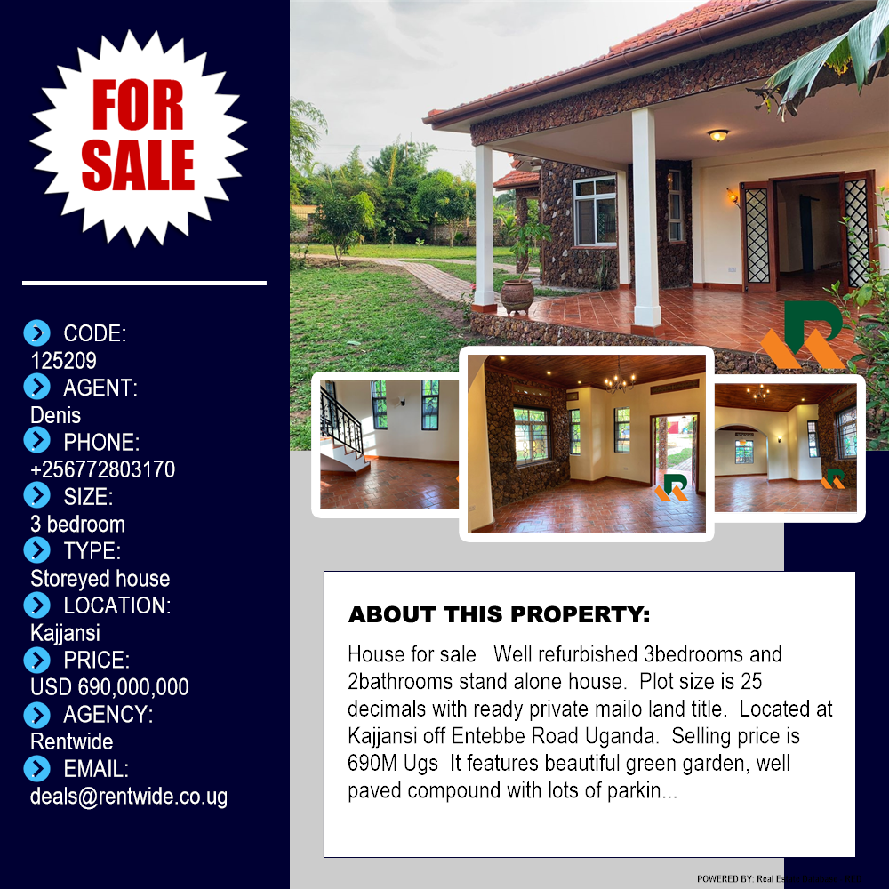 3 bedroom Storeyed house  for sale in Kajjansi Wakiso Uganda, code: 125209