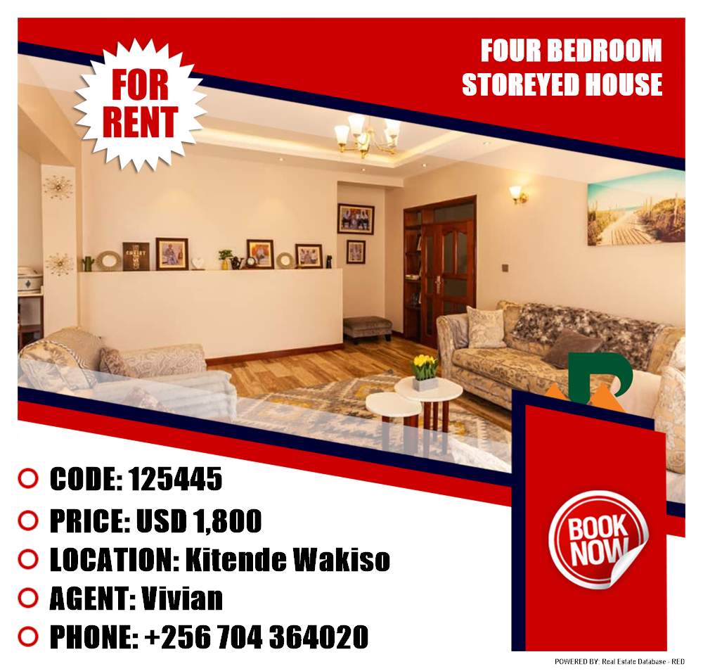 4 bedroom Storeyed house  for rent in Kitende Wakiso Uganda, code: 125445
