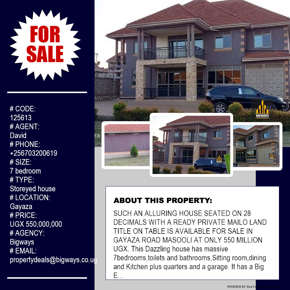 7 bedroom Storeyed house  for sale in Gayaza Wakiso Uganda, code: 125613
