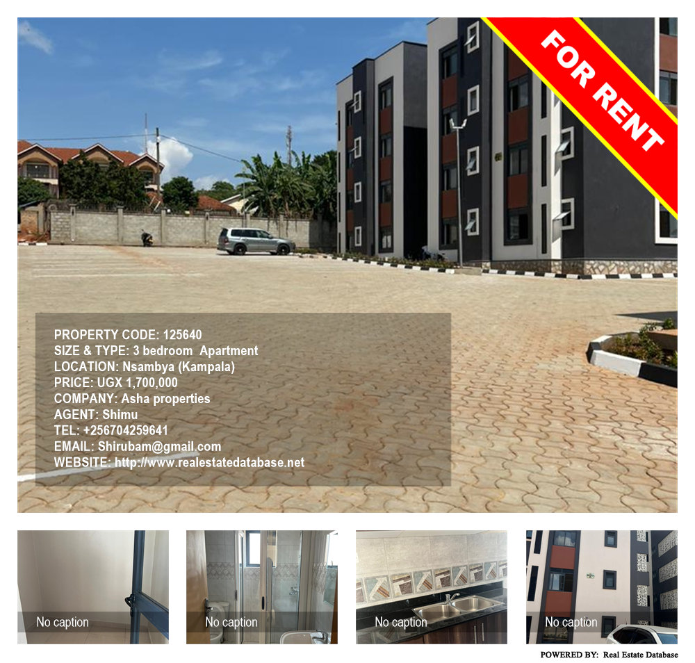 3 bedroom Apartment  for rent in Nsambya Kampala Uganda, code: 125640