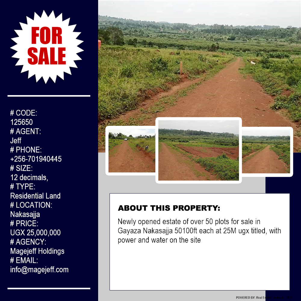 Residential Land  for sale in Nakassajja Mukono Uganda, code: 125650