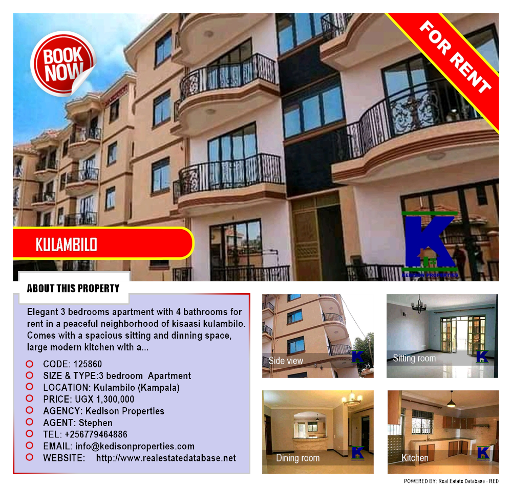 3 bedroom Apartment  for rent in Kulambilo Kampala Uganda, code: 125860