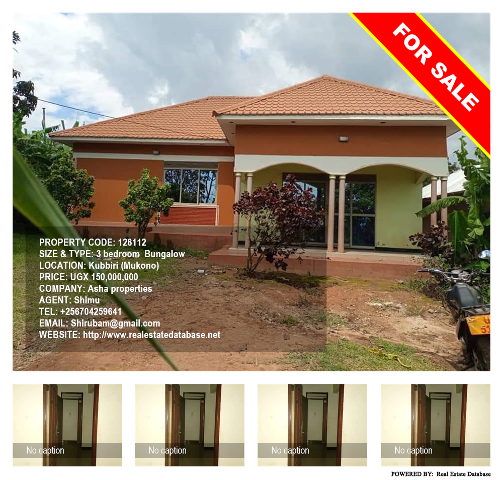 3 bedroom Bungalow  for sale in Kubbiri Mukono Uganda, code: 126112