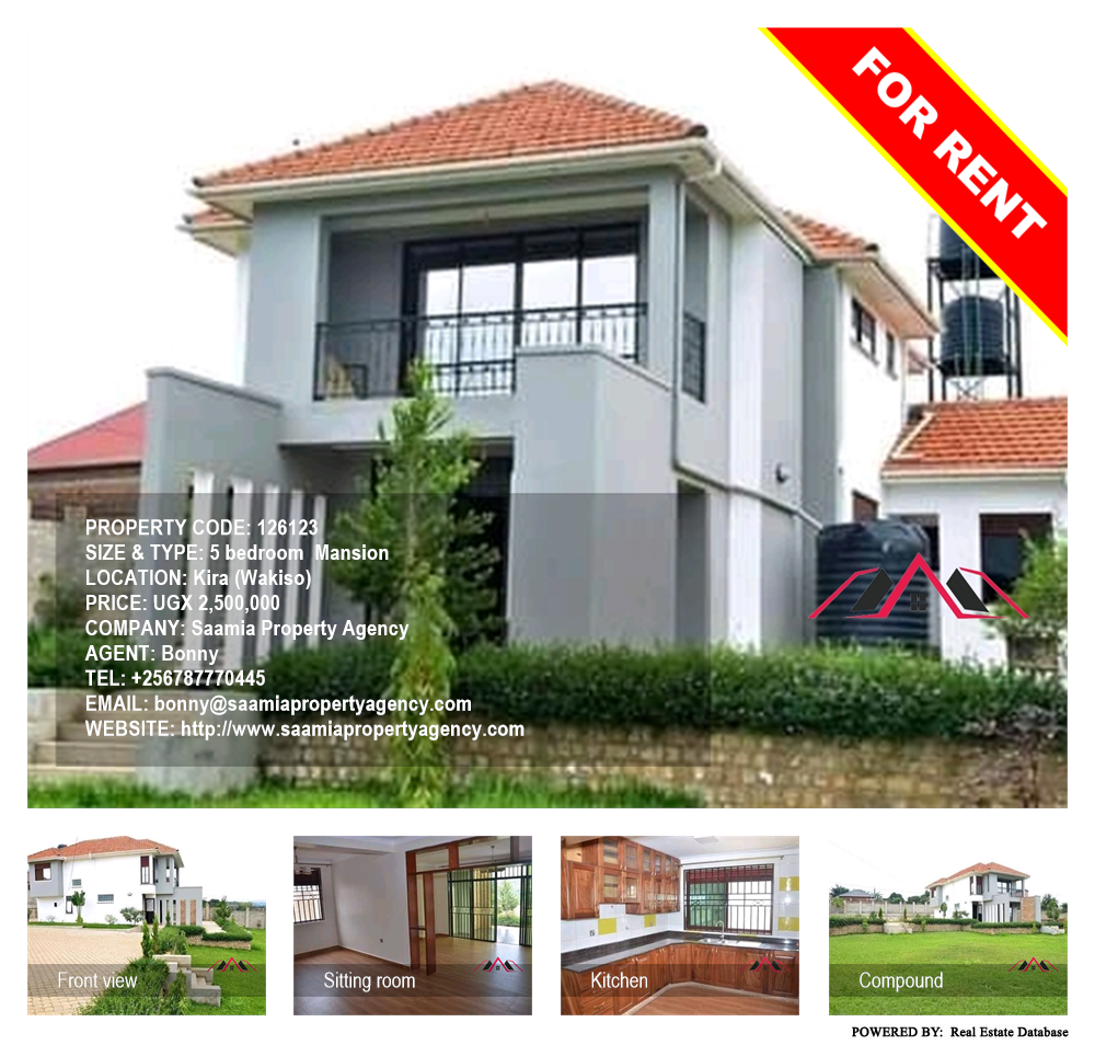 5 bedroom Mansion  for rent in Kira Wakiso Uganda, code: 126123