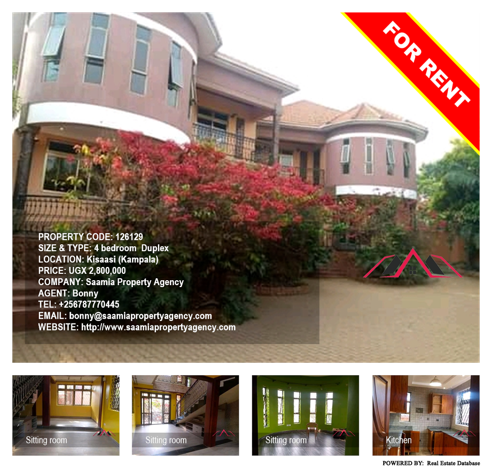 4 bedroom Duplex  for rent in Kisaasi Kampala Uganda, code: 126129