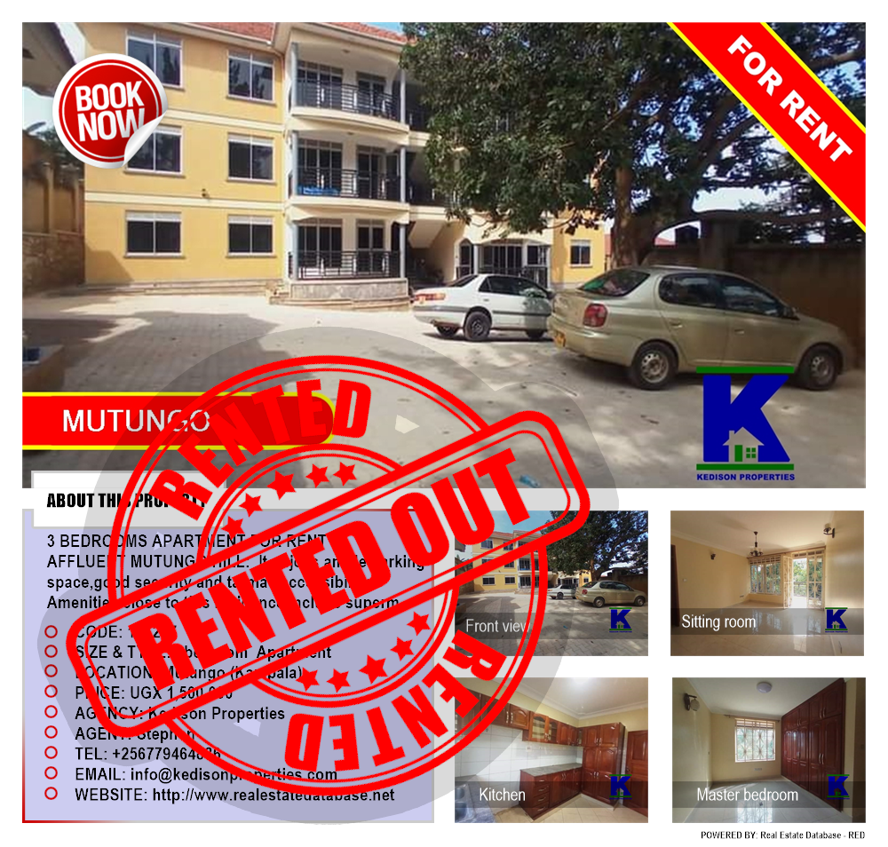 3 bedroom Apartment  for rent in Mutungo Kampala Uganda, code: 126217