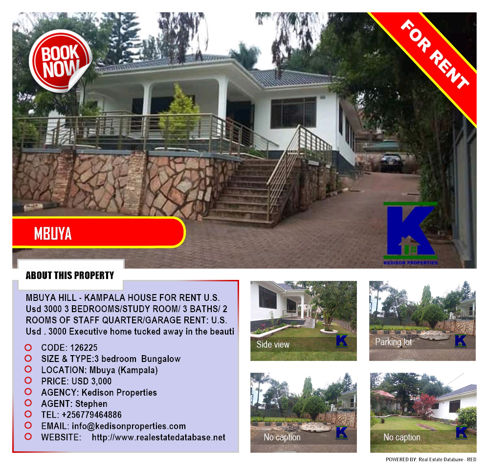 3 bedroom Bungalow  for rent in Mbuya Kampala Uganda, code: 126225