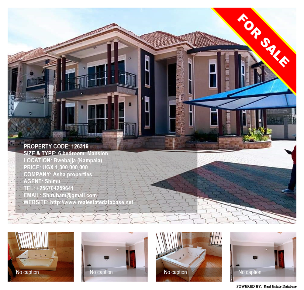 6 bedroom Mansion  for sale in Bwebajja Kampala Uganda, code: 126316