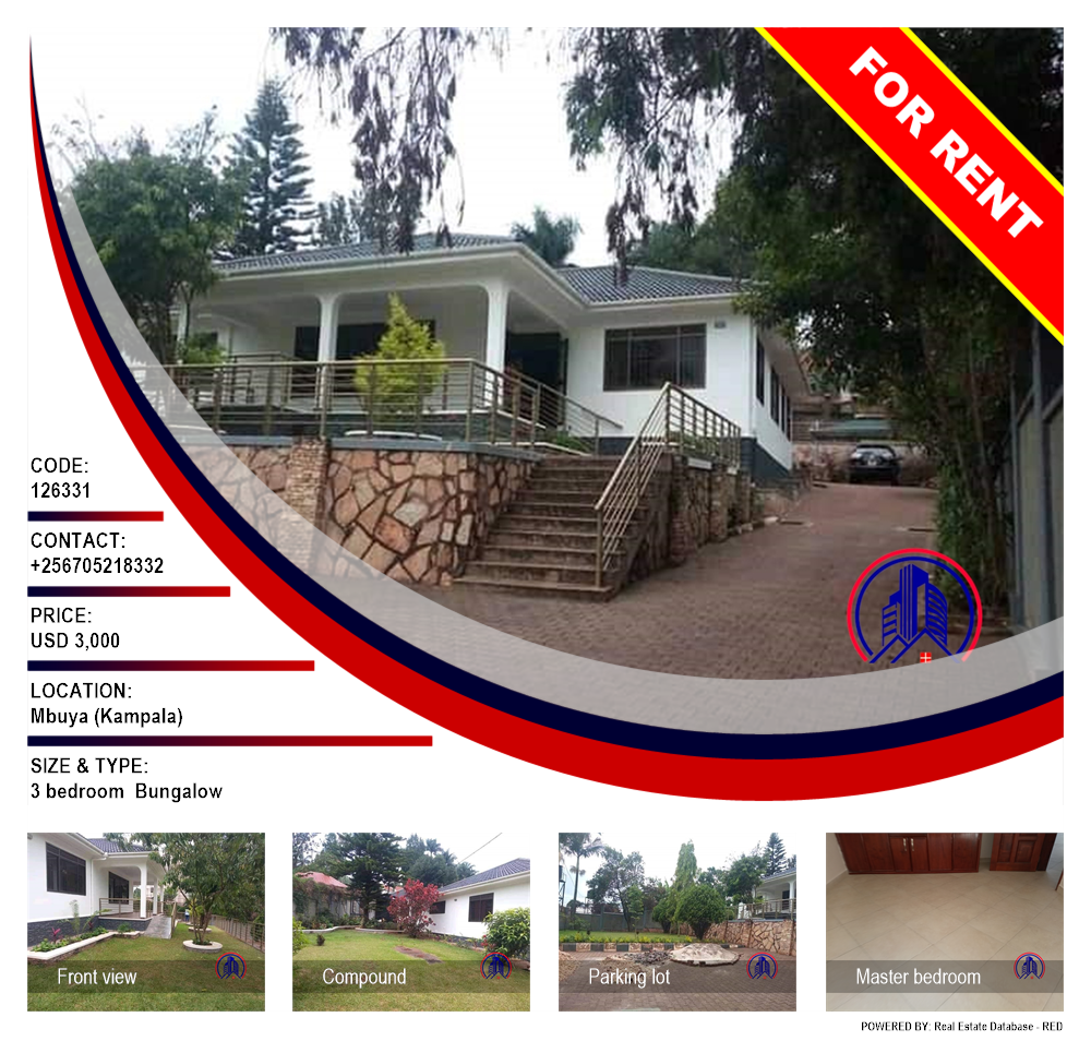 3 bedroom Bungalow  for rent in Mbuya Kampala Uganda, code: 126331