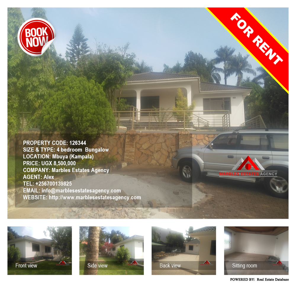 4 bedroom Bungalow  for rent in Mbuya Kampala Uganda, code: 126344