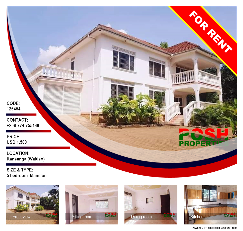 5 bedroom Mansion  for rent in Kansanga Wakiso Uganda, code: 126454