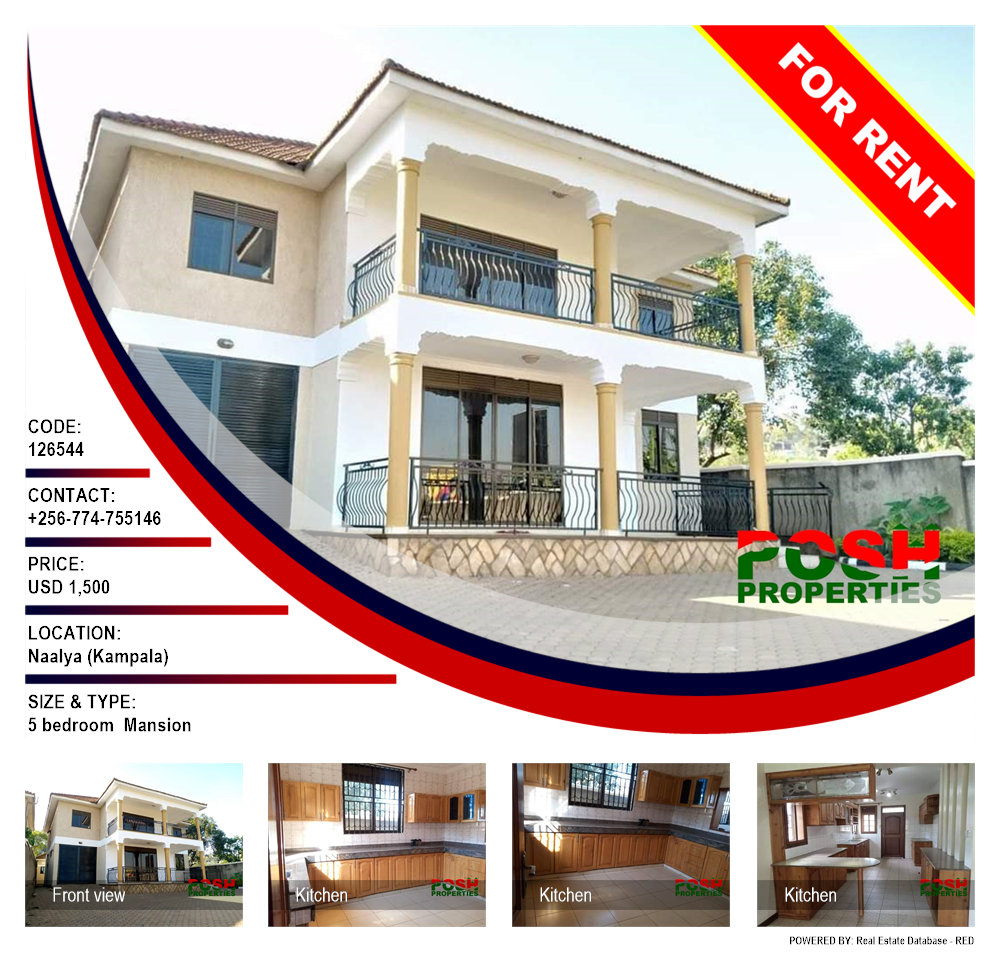 5 bedroom Mansion  for rent in Naalya Kampala Uganda, code: 126544