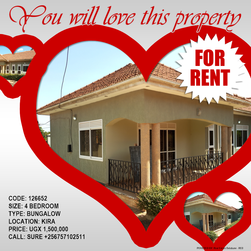4 bedroom Bungalow  for rent in Kira Wakiso Uganda, code: 126652