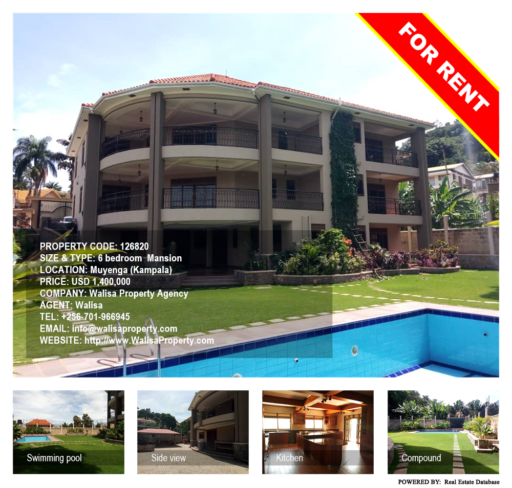 6 bedroom Mansion  for rent in Muyenga Kampala Uganda, code: 126820