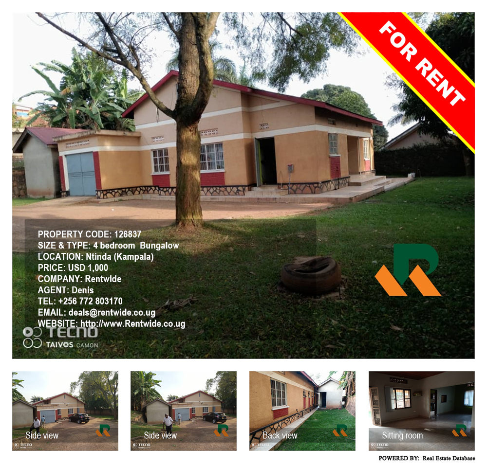 4 bedroom Bungalow  for rent in Ntinda Kampala Uganda, code: 126837