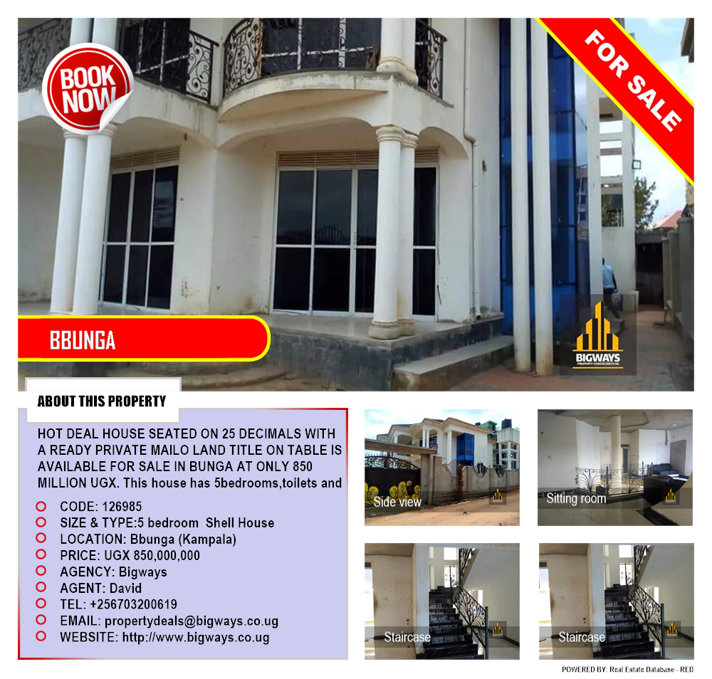 5 bedroom Shell House  for sale in Bbunga Kampala Uganda, code: 126985