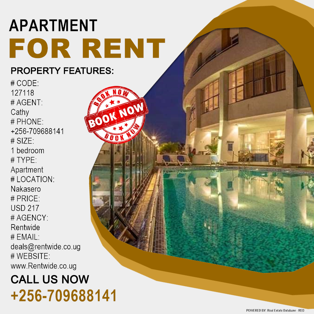 1 bedroom Apartment  for rent in Nakasero Kampala Uganda, code: 127118