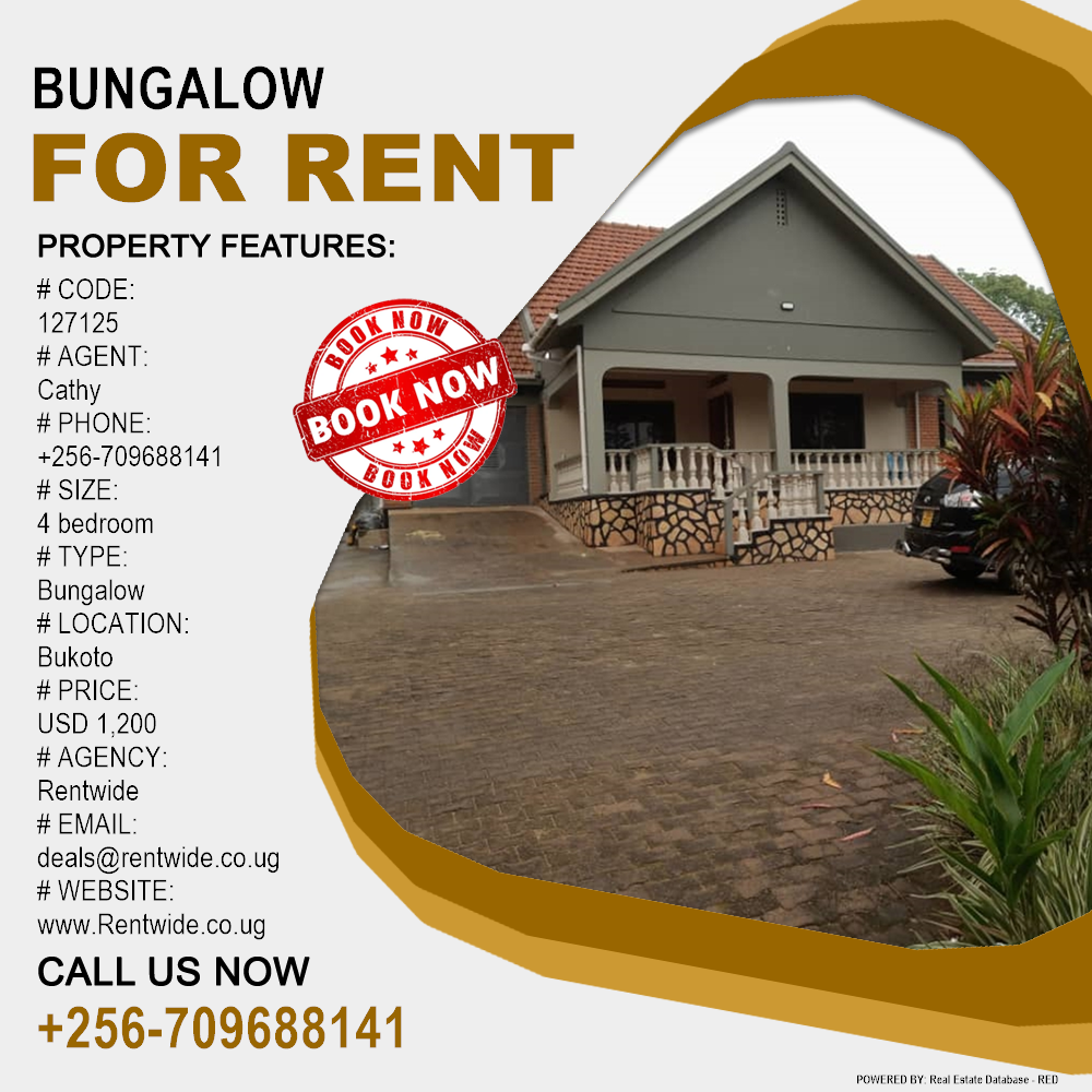4 bedroom Bungalow  for rent in Bukoto Kampala Uganda, code: 127125