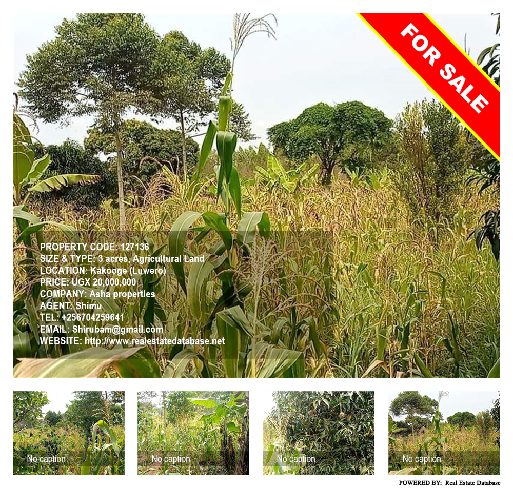 Agricultural Land  for sale in Kakooge Luweero Uganda, code: 127136