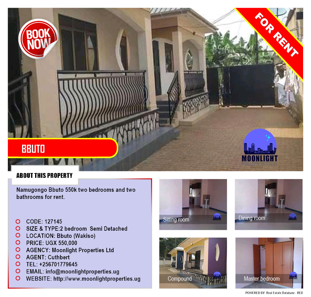 2 bedroom Semi Detached  for rent in Bbuto Wakiso Uganda, code: 127145