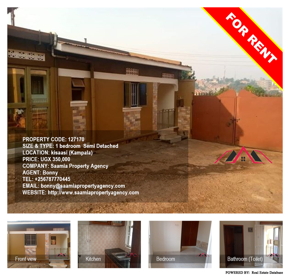 1 bedroom Semi Detached  for rent in Kisaasi Kampala Uganda, code: 127170