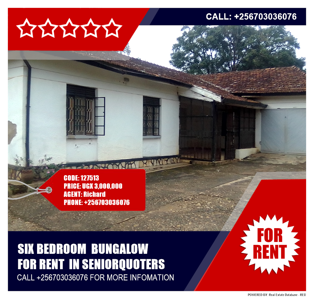 6 bedroom Bungalow  for rent in Seniorquarter Mbaale Uganda, code: 127513