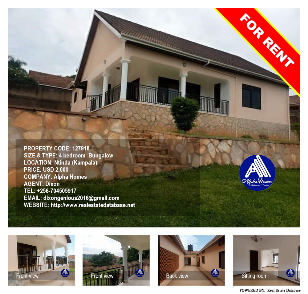 4 bedroom Bungalow  for rent in Ntinda Kampala Uganda, code: 127918