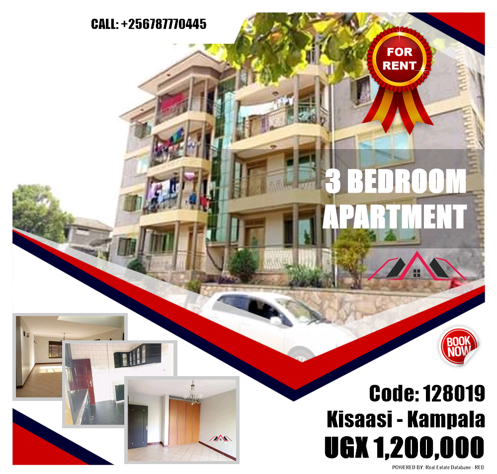 3 bedroom Apartment  for rent in Kisaasi Kampala Uganda, code: 128019
