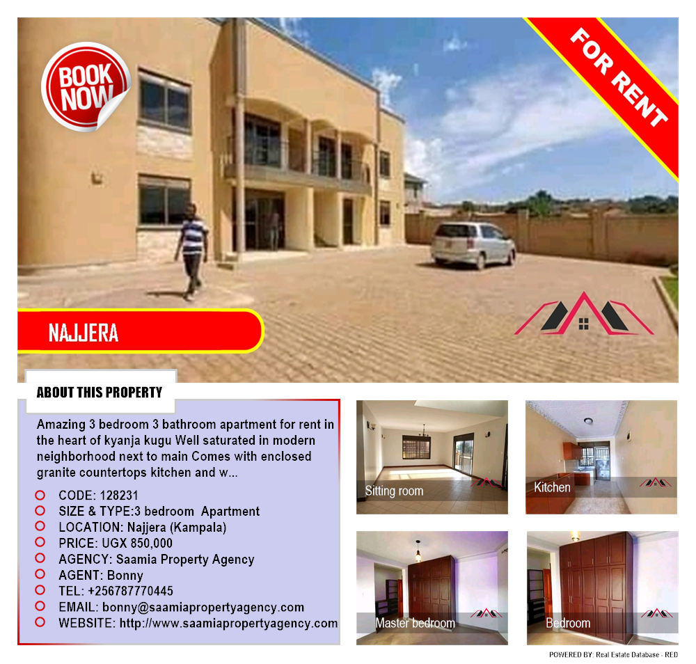 3 bedroom Apartment  for rent in Najjera Kampala Uganda, code: 128231